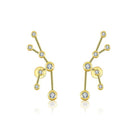 18K gold zodiac constellation diamond earrings showcasing celestial designs and sparkling diamonds.