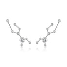 18K white gold zodiac constellation diamond earrings with sparkling diamonds in celestial designs.