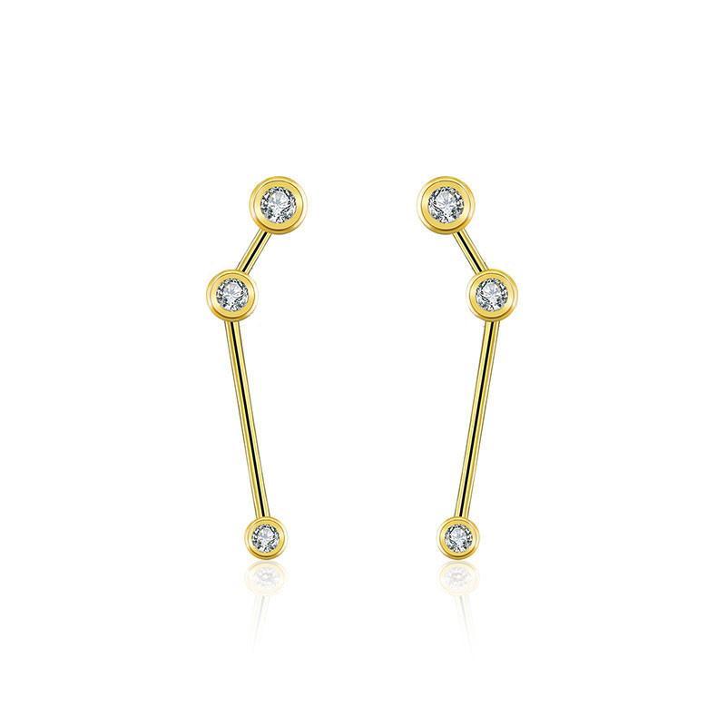 18K gold zodiac constellation diamond earrings showcasing celestial elegance and sparkling design.