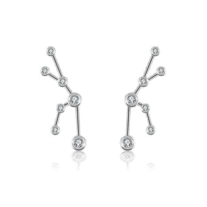 18K Gold Zodiac Constellation Diamond Earrings, elegant design with sparkling diamonds for astrology lovers.