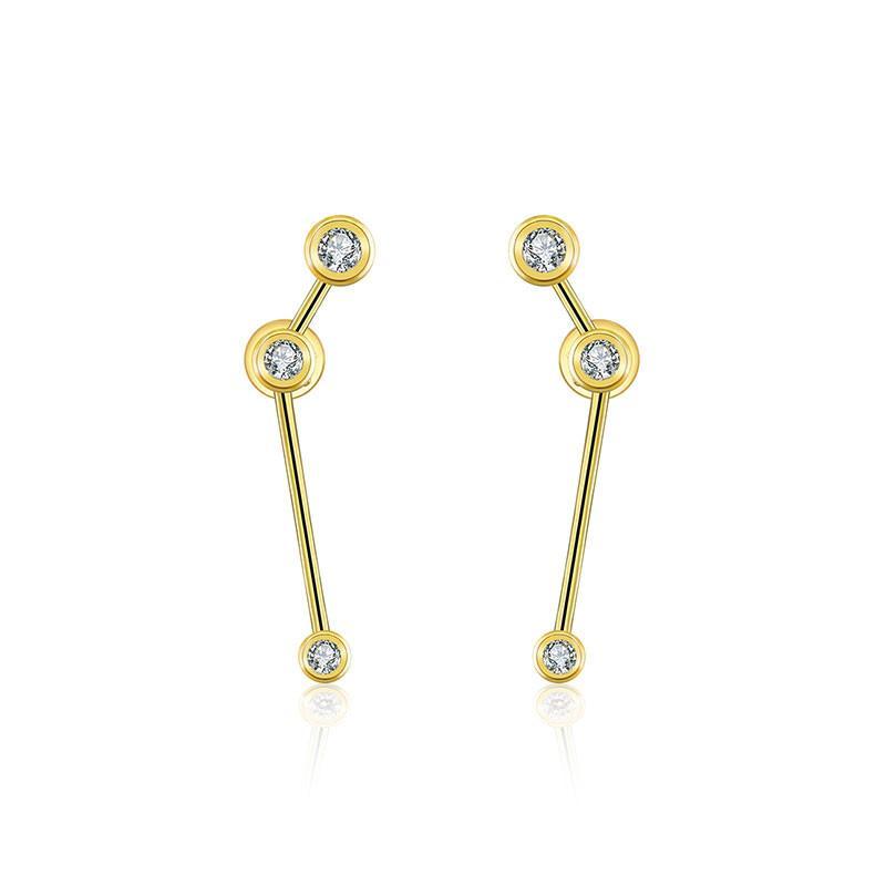 18K gold zodiac constellation diamond earrings with celestial design and sparkling diamonds.