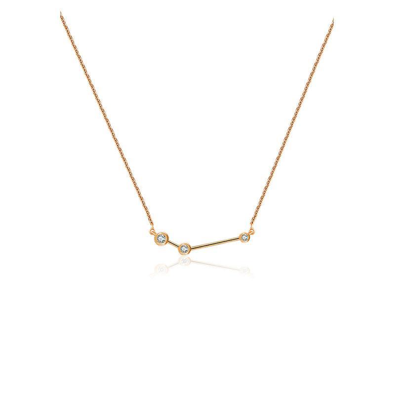 18K gold zodiac constellation necklace with diamond accents, perfect for astrology lovers and celestial connections.