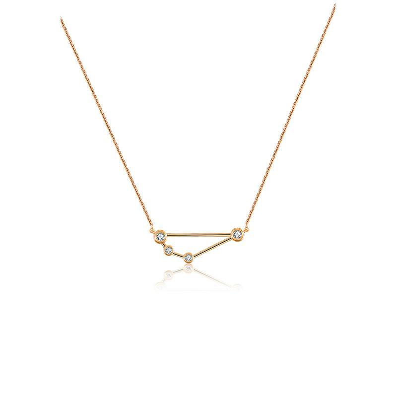 18K gold zodiac constellation necklace adorned with diamonds, perfect for astrology enthusiasts. Elegant and dazzling accessory.