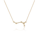 18K gold zodiac constellation necklace with diamonds, perfect for astrology enthusiasts. Elegant celestial jewelry piece.