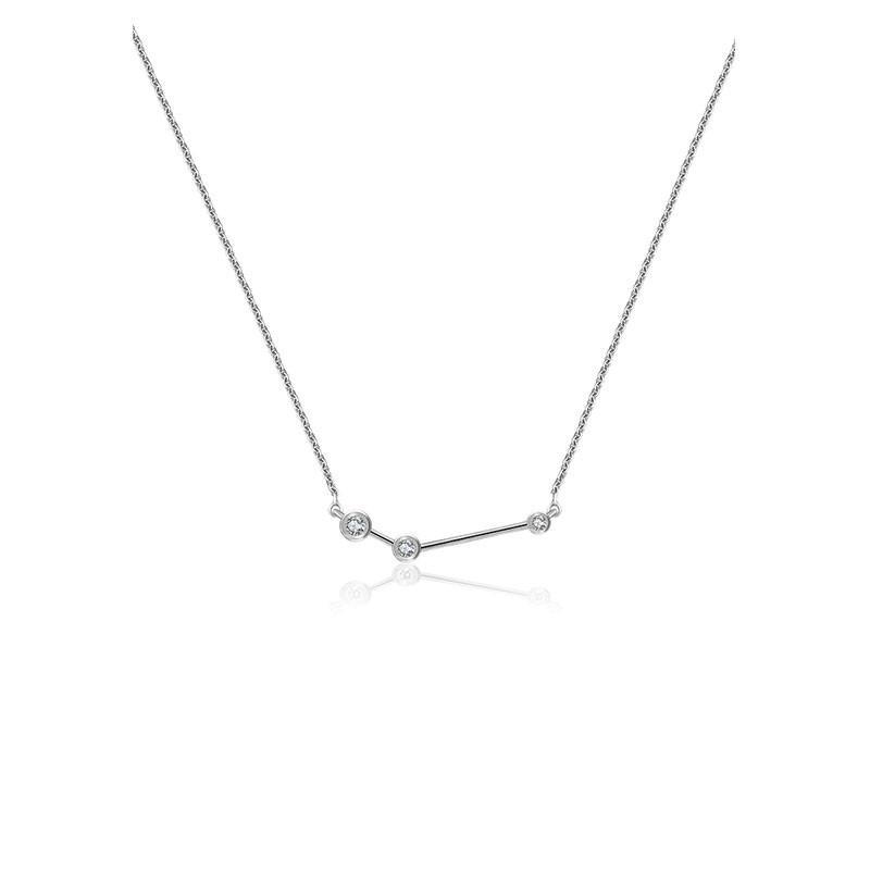 18K gold zodiac constellation diamond necklace featuring delicate stars and a minimalist design perfect for astrology lovers.