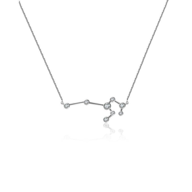 18K Gold Zodiac Constellation Diamond Necklace showcasing elegant star patterns with high-quality diamonds. Perfect for astrology lovers.