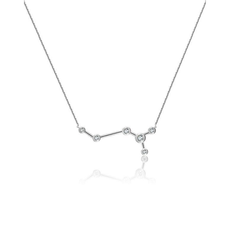 18K Gold Zodiac Constellation Diamond Necklace showcasing shimmering diamonds and delicate design, perfect for astrology lovers.