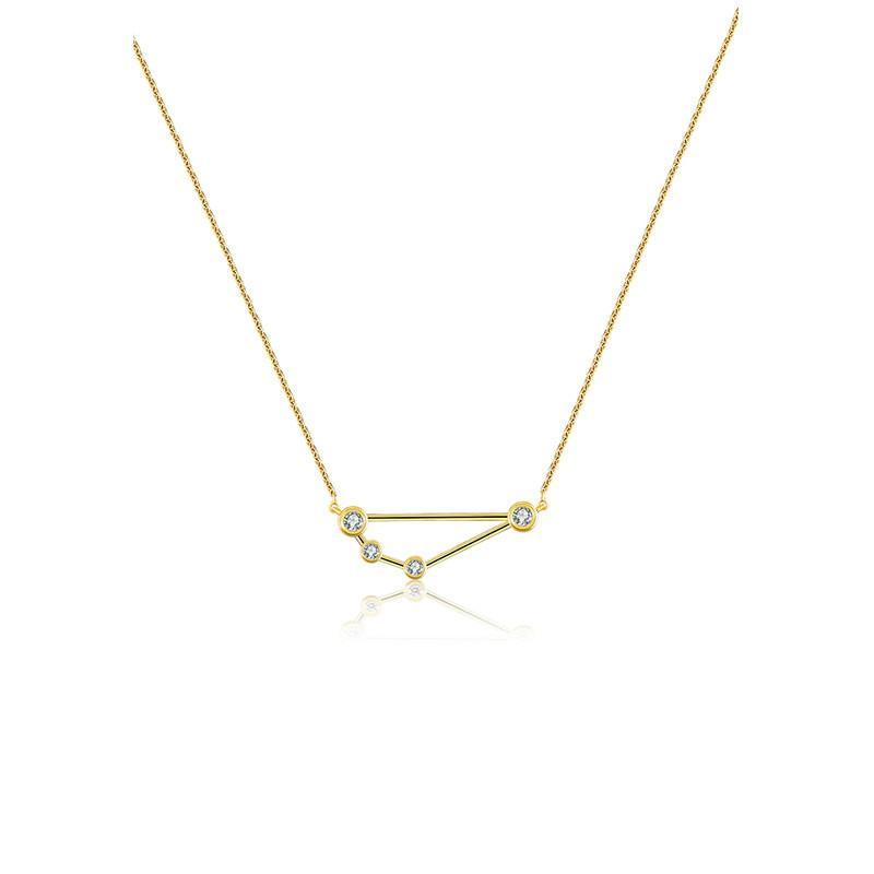 18K gold zodiac constellation necklace with diamonds, celebrating astrological signs in an elegant design.