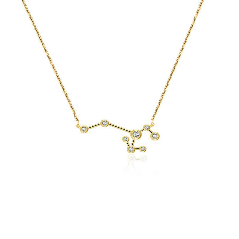 18K gold zodiac constellation necklace with diamond accents, perfect for showcasing your celestial connection.