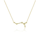 18K gold zodiac constellation diamond necklace, featuring a delicate design and sparkling diamonds for astrology lovers.