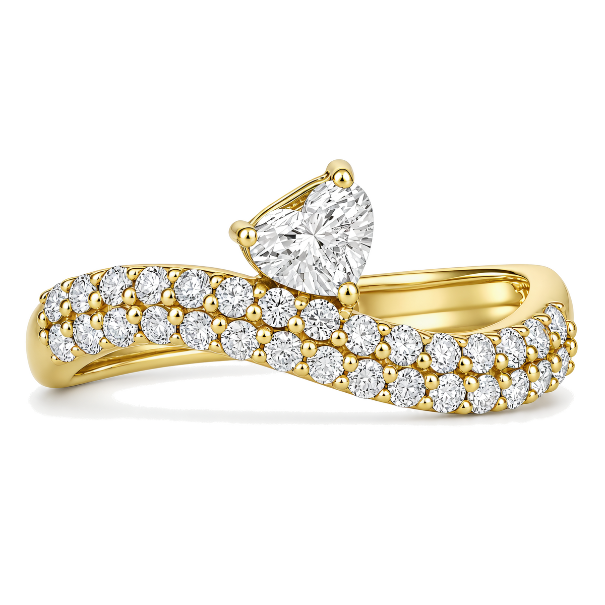 Heart Diamond Pavé Bypass Pinky Ring