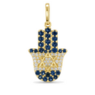 Diamonds & Sapphires Israel Flag Hamsa Pendant ©, diamond sapphire, Izakov Fine Jewelry