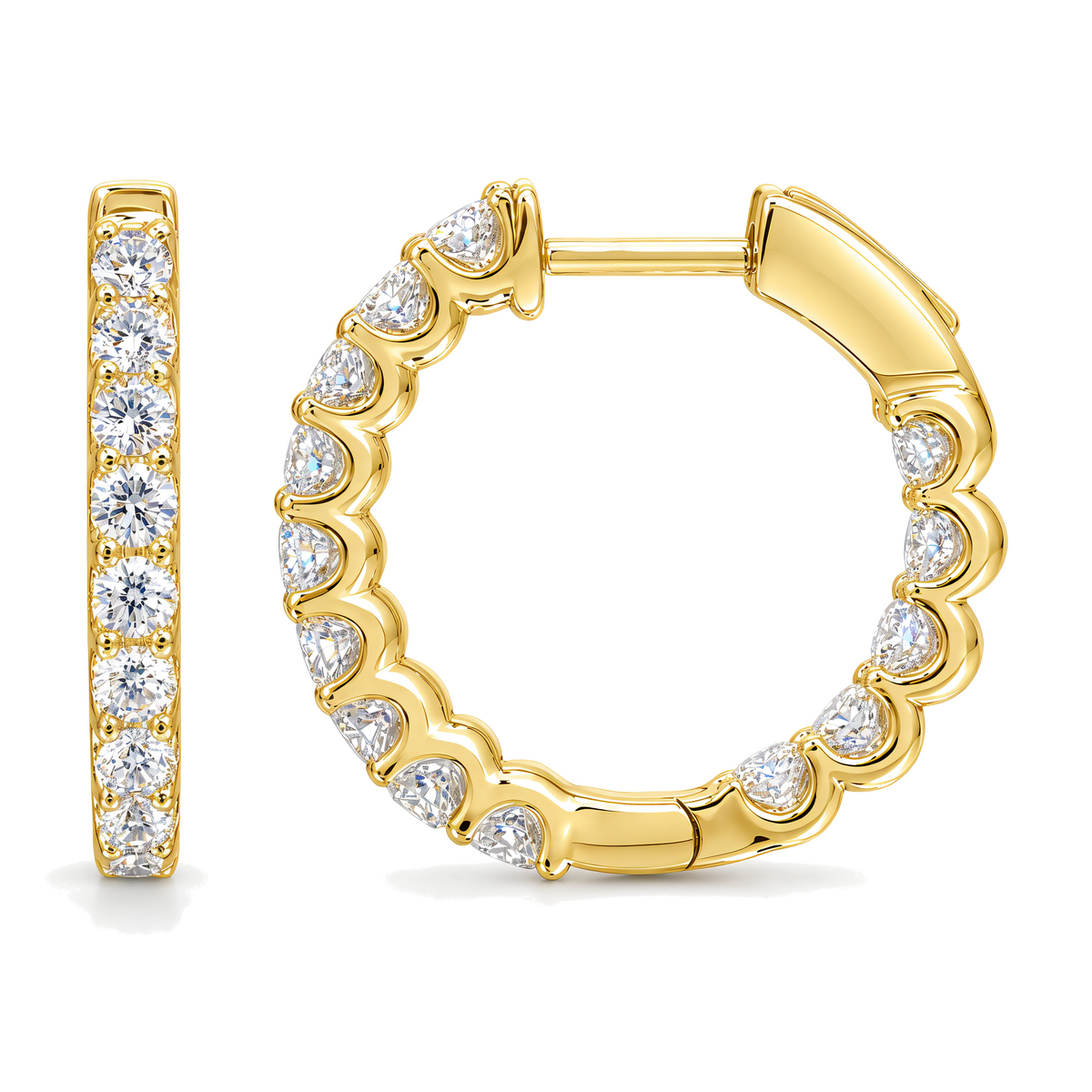 Scalloped Inside-Out Lab Diamond Hoop Earrings