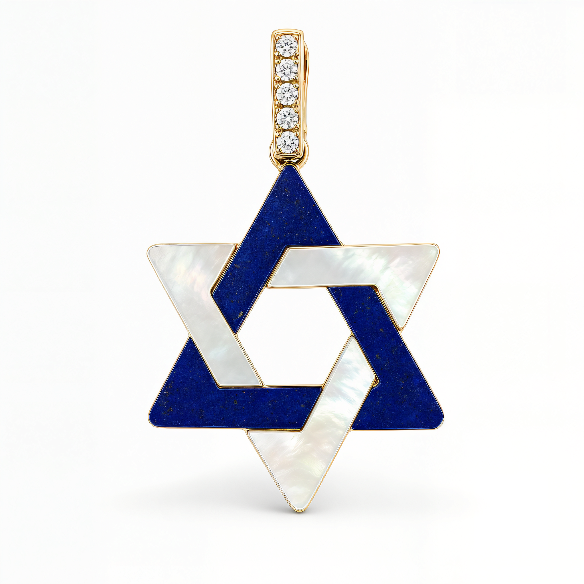Multi Gemstone Star of David Diamond Pendant ©