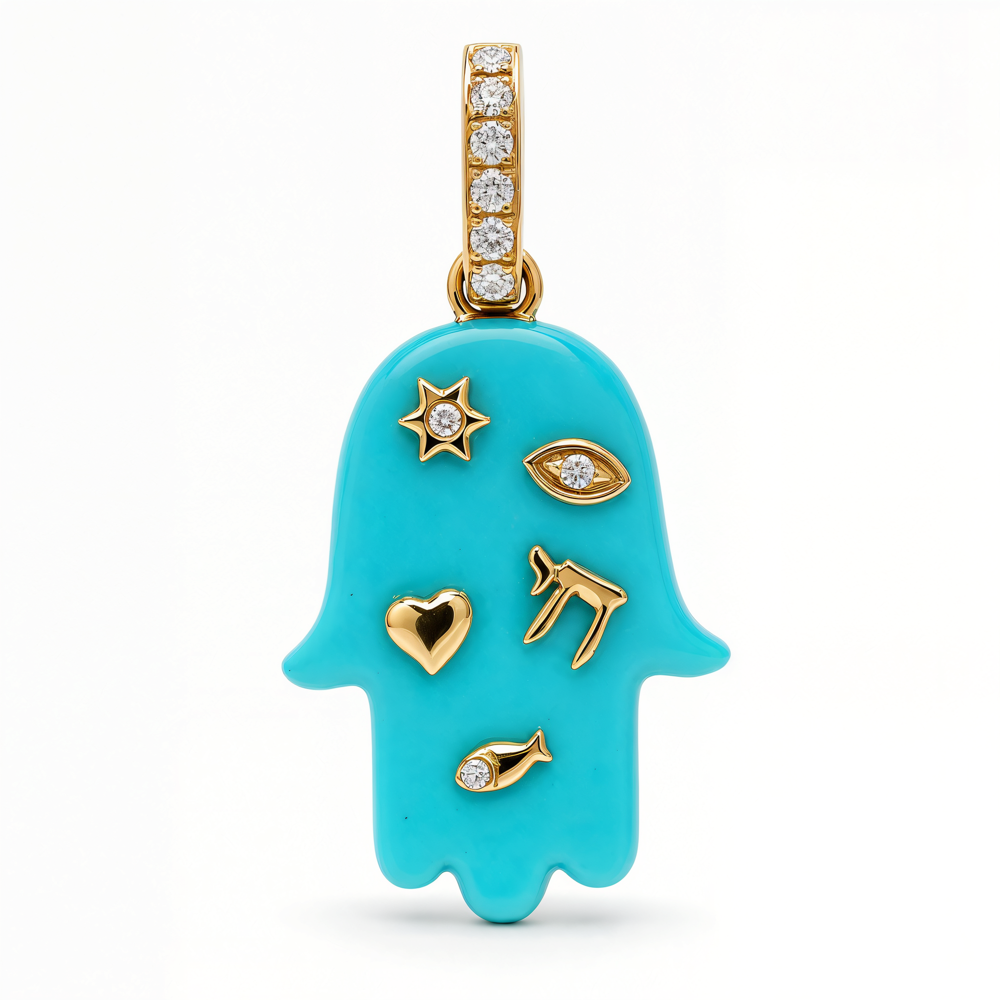 Jewish Charms Hamsa Gemstone Pendant ©