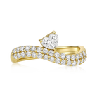 Heart Diamond Pavé Bypass Ring in 14k yellow gold