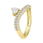 Heart Diamond Pavé Bypass Ring in 14k yellow gold