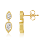 Double Pear Diamond Bezel Stud Earrings in 14k yellow gold
