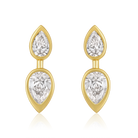 Double Pear Diamond Bezel Stud Earrings in 14k yellow gold