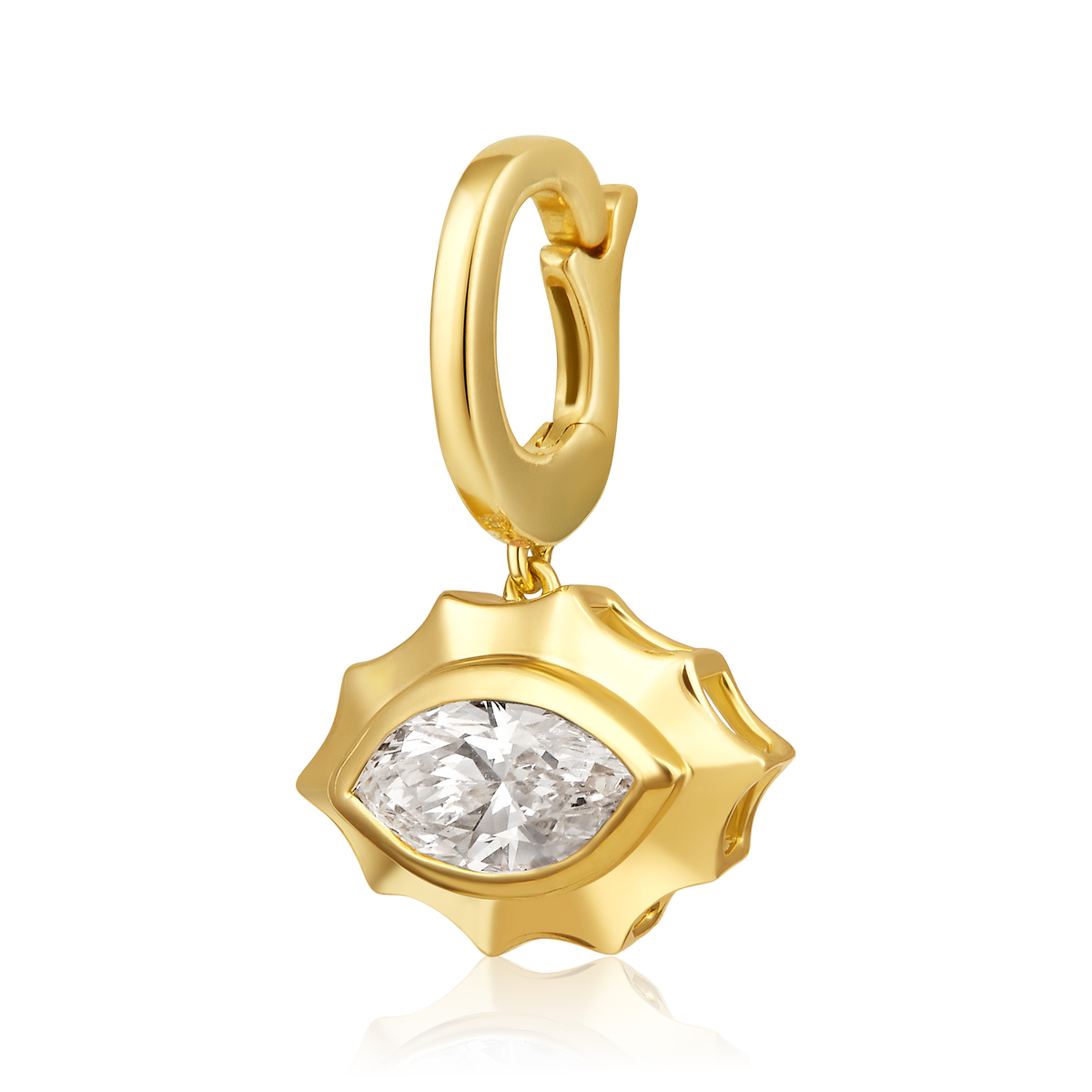 East West Fluted Marquise Diamond Bezel Pendant in 14k yellow gold