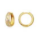 Multi Shape Diamond Flush Huggie Earrings in 14k yellow gold