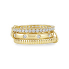 Three Row Pavé Diamond Fluted Stack Ring in 14k yellow gold