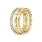 Three Row Pavé Diamond Fluted Stack Ring in 14k yellow gold