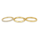Three Row Pavé Diamond Fluted Stack Ring in 14k yellow gold
