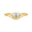 East West Marquise Diamond Curved Bezel Ring in 14k yellow gold