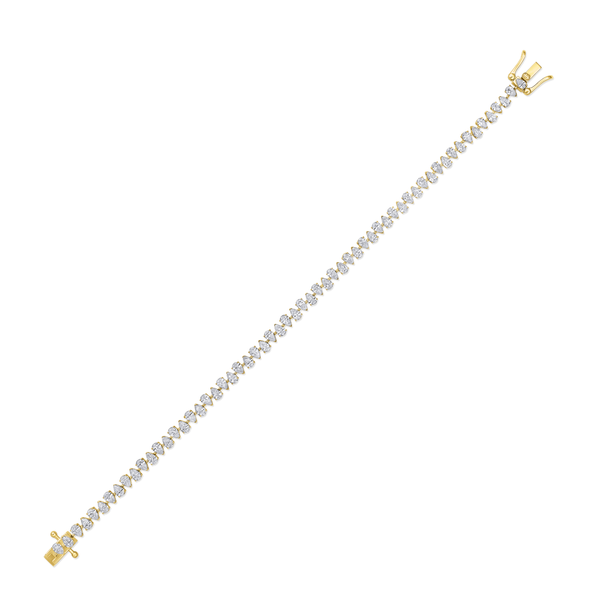 Alternating Pear Diamond Tennis Bracelet in 14k yellow gold