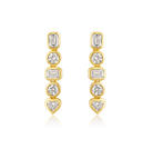 Emerald Cut Diamond Heart Bezel Drop Earrings in 14k yellow gold