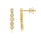 Emerald Cut Diamond Heart Bezel Drop Earrings in 14k yellow gold