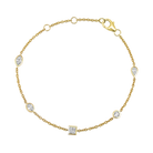 Multi Shape Diamond Bezel Station Bracelet in 14k yellow gold