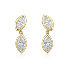 Double Marquise Diamond Bezel Drop Earrings in 14k yellow gold