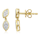 Double Marquise Diamond Bezel Drop Earrings in 14k yellow gold