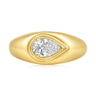 East West Pear Diamond Stepped Bezel Dome Ring in 14k yellow gold