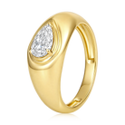 East West Pear Diamond Stepped Bezel Dome Ring in 14k yellow gold