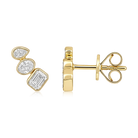 Trio Multi Shape Diamond Bezel Stud Earrings in 14K Gold, 0.55 ctw