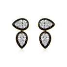 Double Pear Diamond Black Bezel Stud Earrings in 14k yellow gold