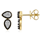 Double Pear Diamond Black Bezel Stud Earrings in 14k yellow gold