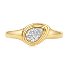 East West Pear Diamond Signet Ring in 14k yellow gold
