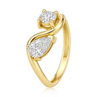 Round and Pear Diamond Bypass Ring in 14k yellow gold