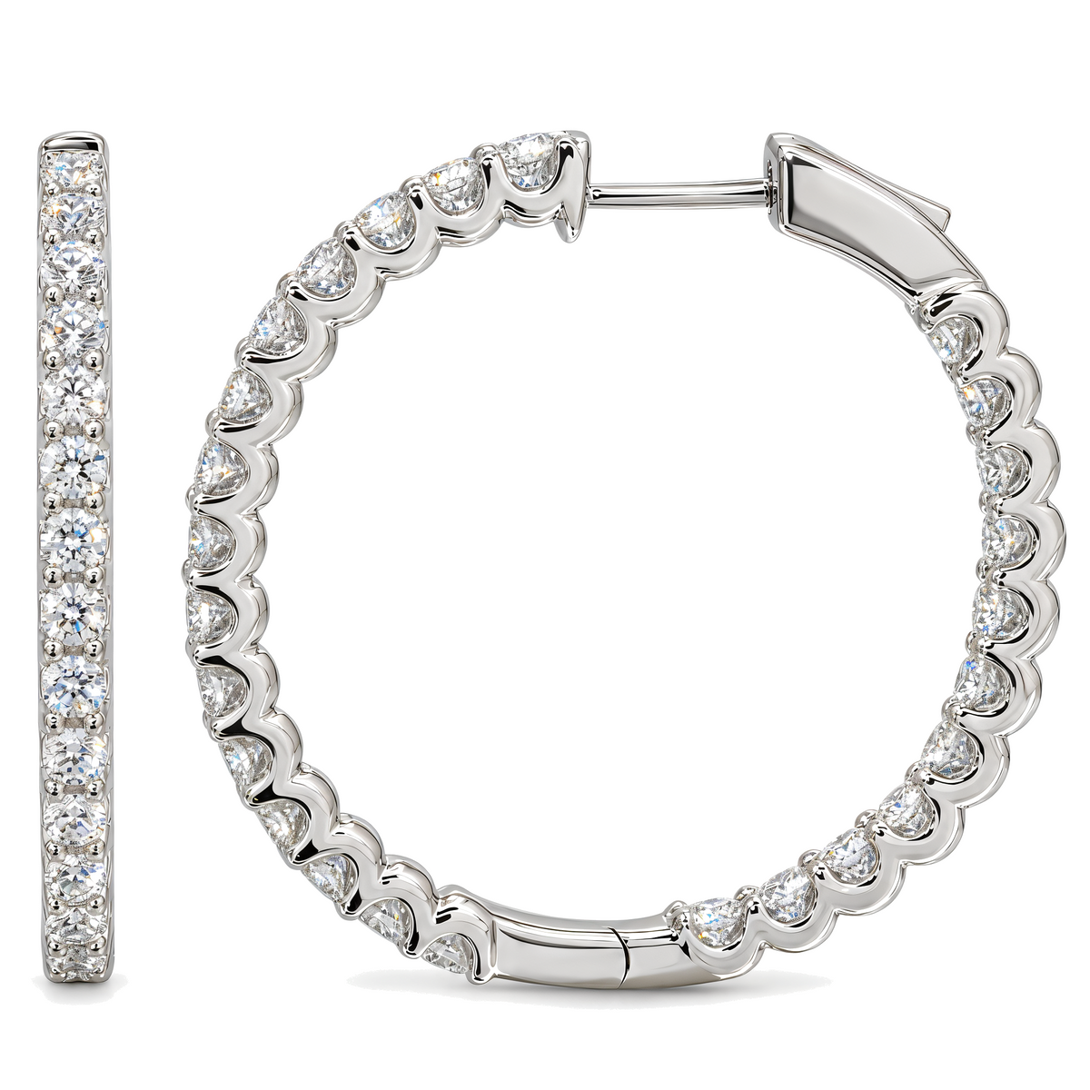Scalloped Inside-Out Lab Diamond Hoop Earrings