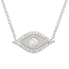 Diamond Halo Evil Eye Necklace featuring a diamond center and halo, crafted in 14K gold by Izakov Fine Jewelry.