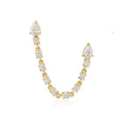 Pear Diamond Chain Loop Earrings in 14k yellow gold