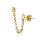Pear Diamond Chain Loop Earrings in 14k yellow gold