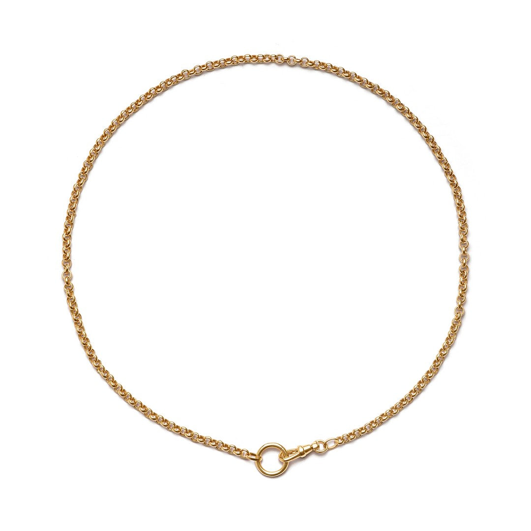 Rolo link swivel clasp gold chain necklace in 14k yellow gold