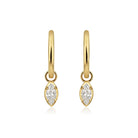 Marquise Diamond Drop Huggie Earrings in 14k yellow gold