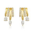 Marquise and Pear Diamond Three Row Drop Earrings in 14k yellow gold
