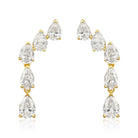 Graduated Pear Diamond Five Stone Climber Earrings in 14k yellow gold